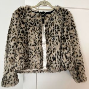 Jcrew faux fur crop cheetah jacket